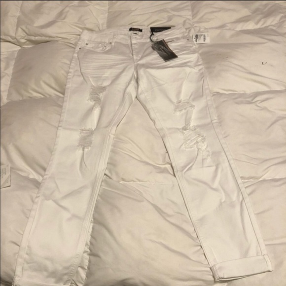 White Distressed BF Jeans SZ 10 - Picture 2 of 5